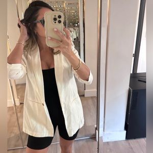 Linen blend light creme blazer